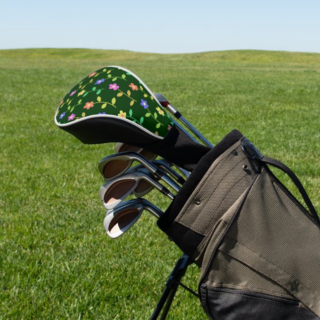 Farbenfrohe Blume, Blumenmuster, Grüne, Boho Golf Headcover (In SItu)