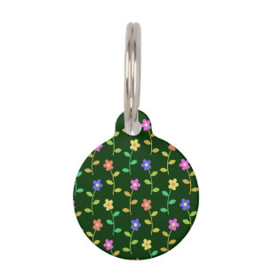 Farbenfrohe Blume, Blumenmuster, Grüne, Boho Haustiermarke