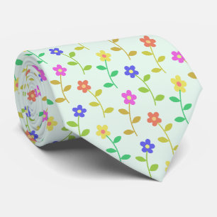 Farbenfrohe Blume, Blumenmuster, Grüne, Boho Krawatte