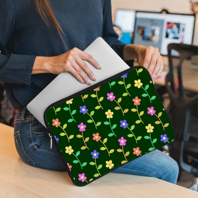 Farbenfrohe Blume, Blumenmuster, Grüne, Boho Laptopschutzhülle (Von Creator hochgeladen)