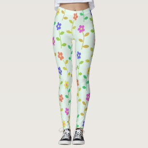 Farbenfrohe Blume, Blumenmuster, Grüne, Boho Leggings