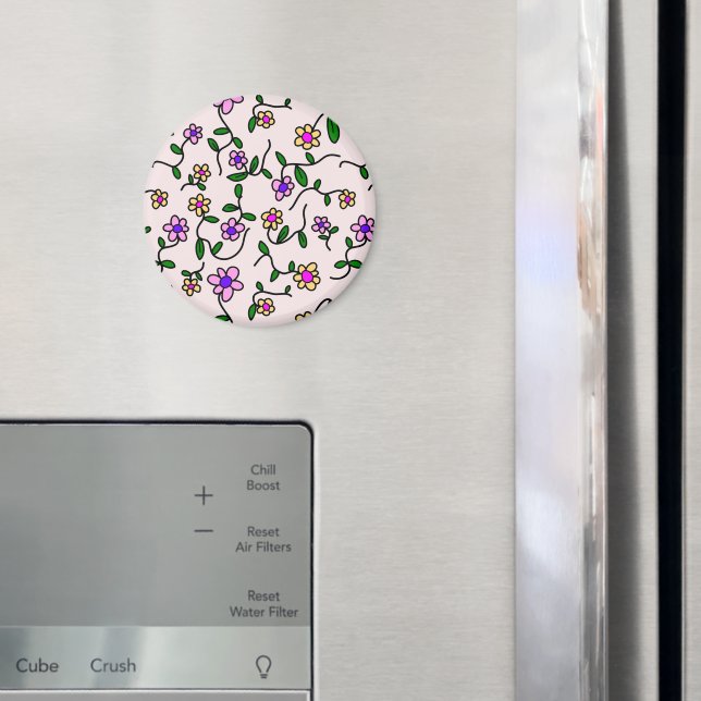 Farbenfrohe Blume, Blumenmuster, Grüne, Boho Magnet (In Situ (Kühlschrank))