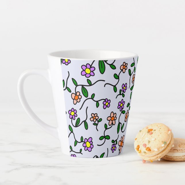 Farbenfrohe Blume, Blumenmuster, Grüne, Boho Milchtasse (Beispiel)
