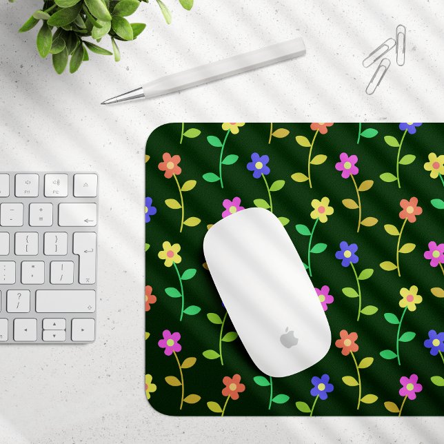 Farbenfrohe Blume, Blumenmuster, Grüne, Boho Mousepad (Von Creator hochgeladen)
