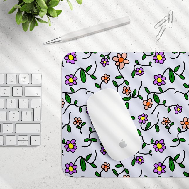 Farbenfrohe Blume, Blumenmuster, Grüne, Boho Mousepad (Von Creator hochgeladen)