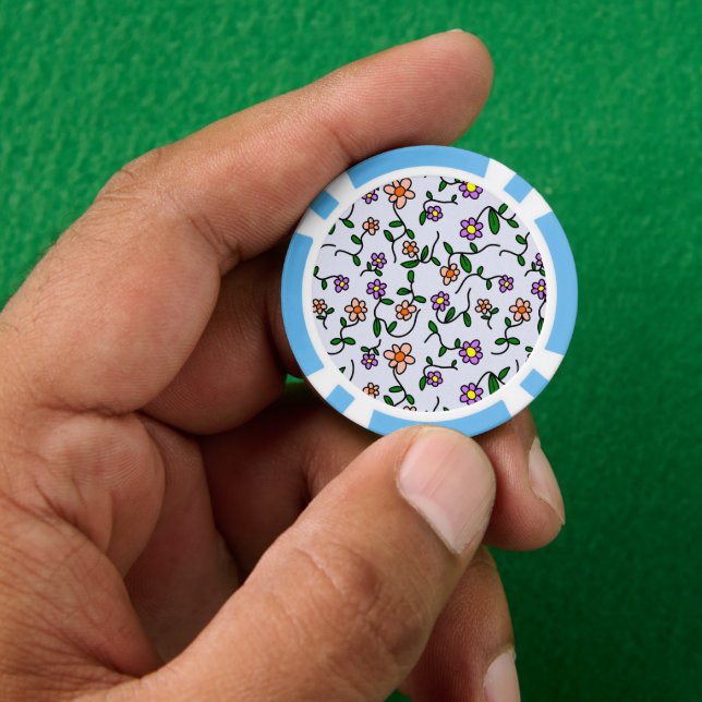 Farbenfrohe Blume, Blumenmuster, Grüne, Boho Pokerchips (Hand)