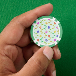 Farbenfrohe Blume, Blumenmuster, Grüne, Boho Pokerchips