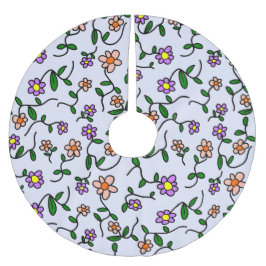 Farbenfrohe Blume, Blumenmuster, Grüne, Boho Polyester Weihnachtsbaumdecke