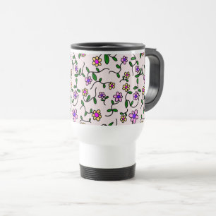 Farbenfrohe Blume, Blumenmuster, Grüne, Boho Reisebecher