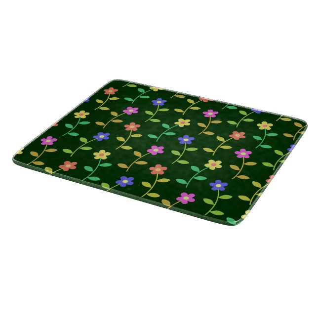 Farbenfrohe Blume, Blumenmuster, Grüne, Boho Schneidebrett (Ecke)