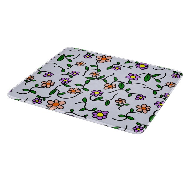 Farbenfrohe Blume, Blumenmuster, Grüne, Boho Schneidebrett (Ecke)