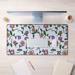 Farbenfrohe Blume, Blumenmuster, Grüne, Boho Schreibtischunterlage