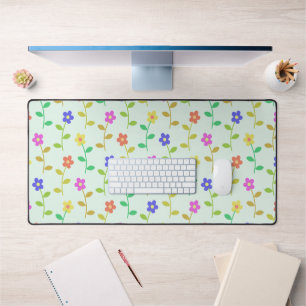 Farbenfrohe Blume, Blumenmuster, Grüne, Boho Schreibtischunterlage