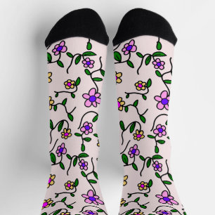 Farbenfrohe Blume, Blumenmuster, Grüne, Boho Socken