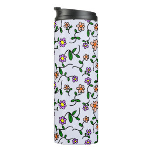 Farbenfrohe Blume, Blumenmuster, Grüne, Boho Thermosbecher