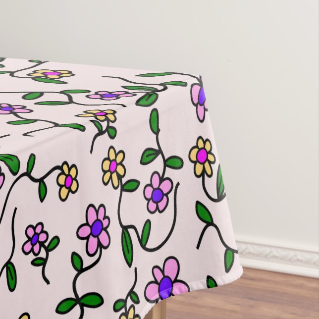 Farbenfrohe Blume, Blumenmuster, Grüne, Boho Tischdecke (Beispiel)