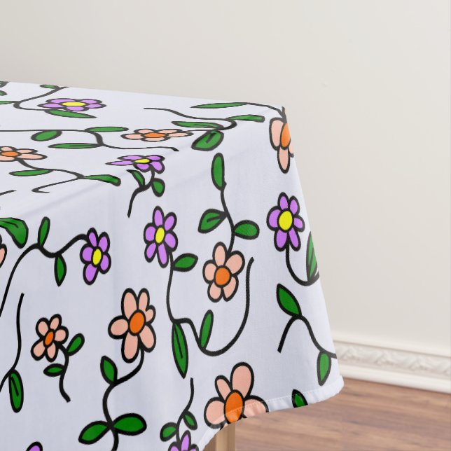 Farbenfrohe Blume, Blumenmuster, Grüne, Boho Tischdecke (Beispiel)