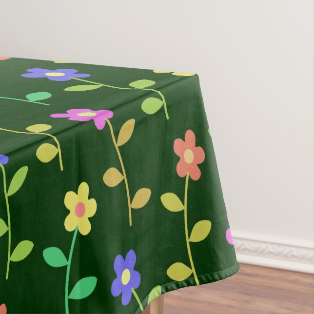 Farbenfrohe Blume, Blumenmuster, Grüne, Boho Tischdecke (Beispiel)