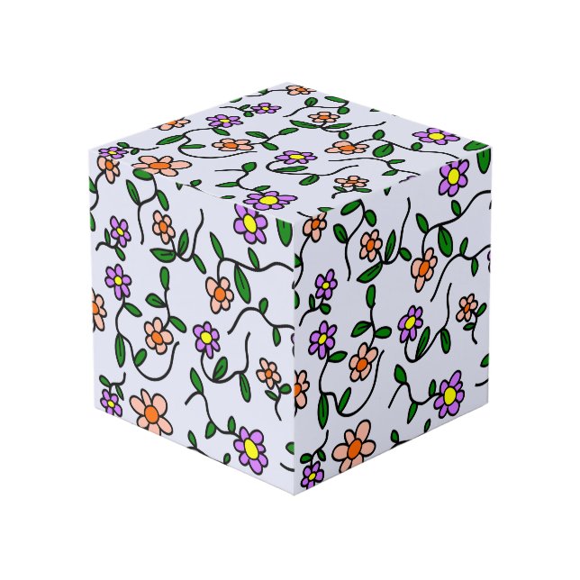 Farbenfrohe Blume, Blumenmuster, Grüne, Boho Würfel (Vorderseite Schrägansicht)