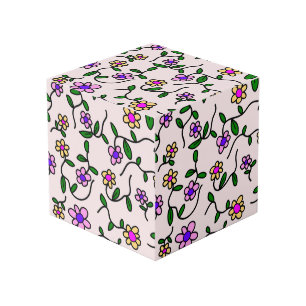Farbenfrohe Blume, Blumenmuster, Grüne, Boho Würfel