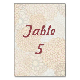 Farbenfrohe Blume Blüten Hochzeit Tischnummer