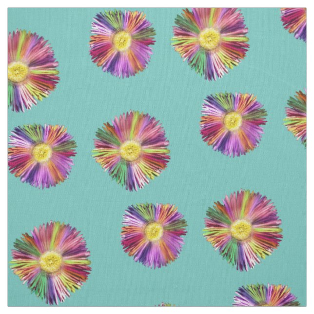 Farbenfrohe Blume Boho Blumenchic Aquamarin Blue Stoff (Muster)