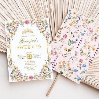 Farbenfrohe Blume Boho Garden Sweet 16 Birthday Einladung