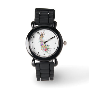 Farbenfrohe Blume Bouquet Giraffe Schenken Armbanduhr