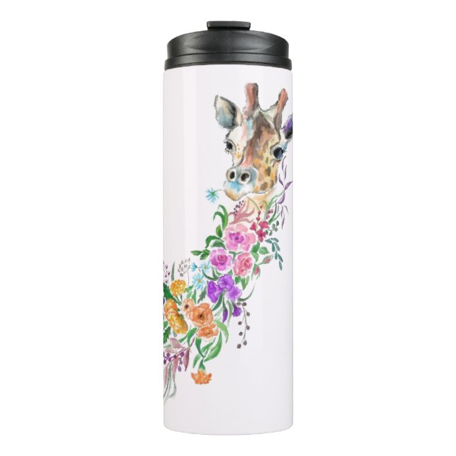 Farbenfrohe Blume Bouquet Giraffe Thermal Tumbler Thermosbecher (Vorderseite)