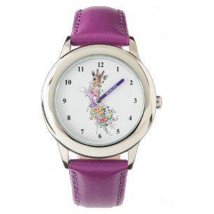 Farbenfrohe Blume Bouquet Giraffe Watch Armbanduhr