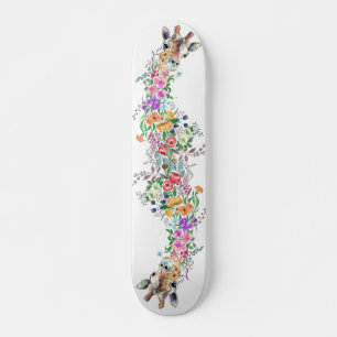 Farbenfrohe Blume Bouquet Giraffe - Zeichnend Blum Skateboard