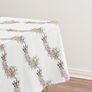 Farbenfrohe Blume Bouquet Giraffe - Zeichnend Flor Tischdecke