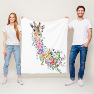 Farbenfrohe Blume Bouquet Giraffe - Zeichnend Mode Fleecedecke