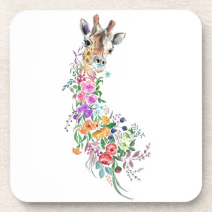 Farbenfrohe Blume Bouquet Giraffe - Zeichnend Mode Getränkeuntersetzer