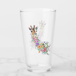 Farbenfrohe Blume Bouquet Giraffe - Zeichnend Mode Glas