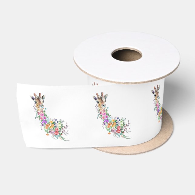 Farbenfrohe Blume Bouquet Giraffe - Zeichnend Mode Satinband (Spule)