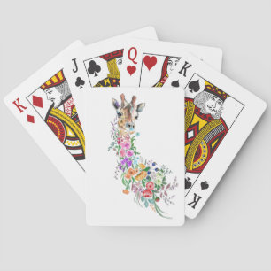 Farbenfrohe Blume Bouquet Giraffe - Zeichnend Mode Spielkarten