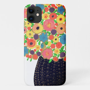 Farbenfrohe Blume Bouquet in der Black Boho Vase Case-Mate iPhone Hülle