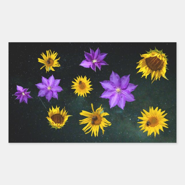 Farbenfrohe Blume Bright Cut Out Sticke Rechteckiger Aufkleber (Vorderseite)