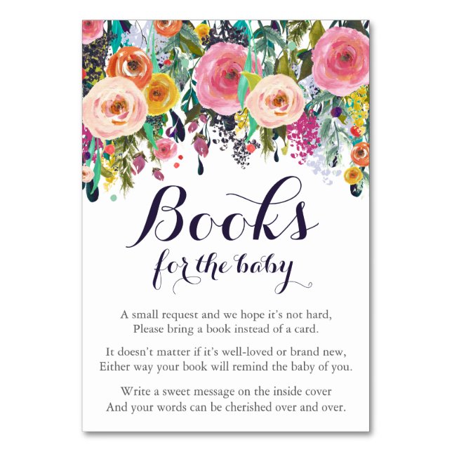 Farbenfrohe Blume Bringen Sie einen Buchkarten Bei Tischnummer (Vorderseite)