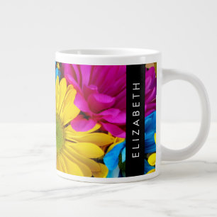 Farbenfrohe Blume, Daisis, Boho, Ihr Name Jumbo-Tasse