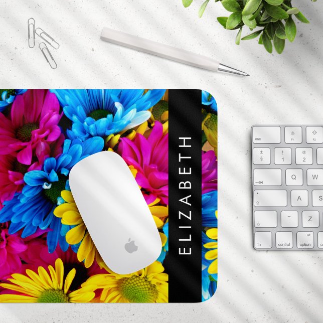 Farbenfrohe Blume, Daisis, Boho, Ihr Name Mousepad (Von Creator hochgeladen)