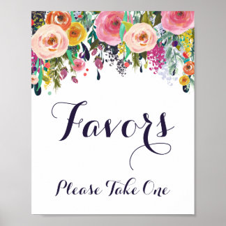 Farbenfrohe Blume Duschfavoriten Bitte ein Zeichen Poster