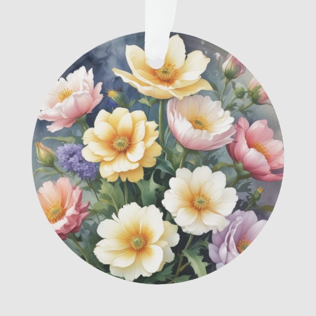 Farbenfrohe Blume Elegante Wasserfarben-Malerei Ornament (Vorderseite)