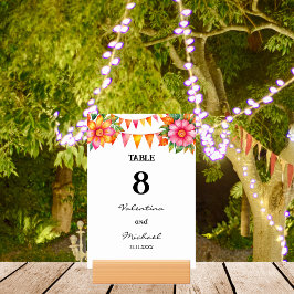 Farbenfrohe Blume Fiesta Mexican Wedding Tischnummer