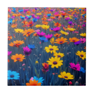 Farbenfrohe Blume Fliese