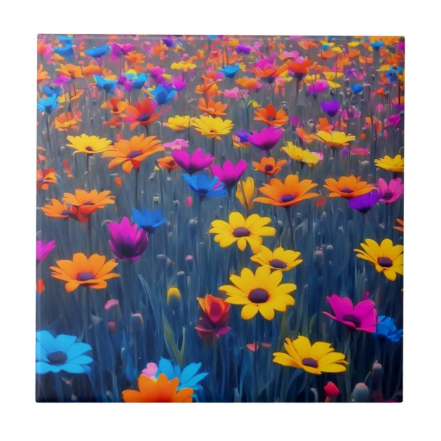 Farbenfrohe Blume Fliese (Vorderseite)
