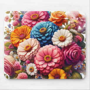 Farbenfrohe Blume/Frühling Zinnia/Rose Mousepad
