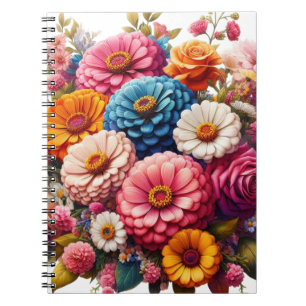 Farbenfrohe Blume/Frühling Zinnia/Rose Notizblock