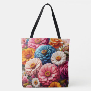 Farbenfrohe Blume/Frühling Zinnia/Rose Tasche